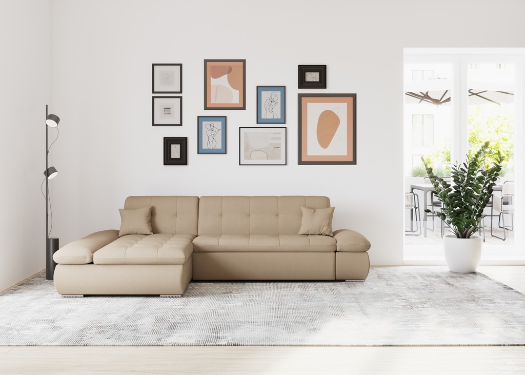 Bild von DOMO collection Ecksofa "Moric B/T/H 300/172/80 cm, auch in Cord, L-Form", XXL-Format, wahlweise auch mit Bettfunktion und Armverstellung