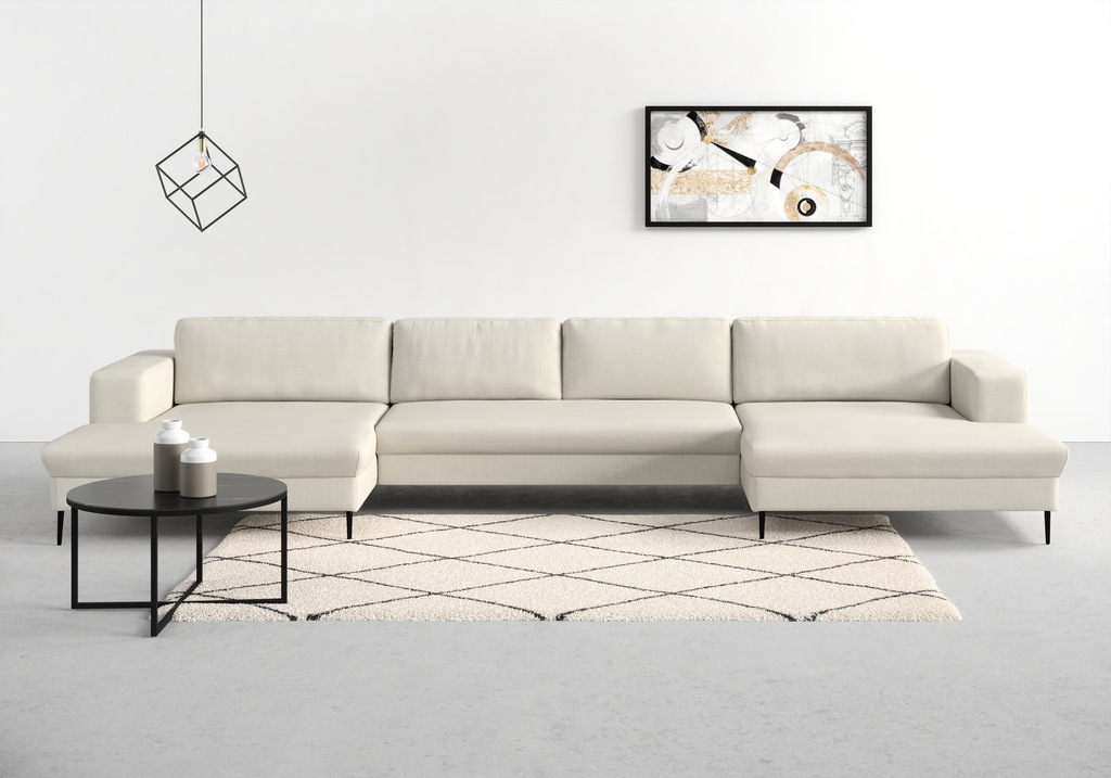 Bild von DOMO collection Wohnlandschaft "Modica U-Form", XXL, in moderner Optik mit, 2 großzügigen Recamieren, auch in Cord