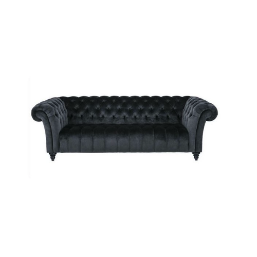 Bild von JVmoebel Sofa Dreisitzer Chesterfield Stoff Schwarz