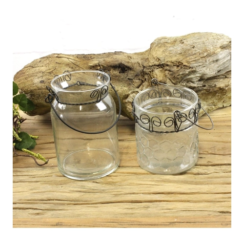 Bild von MACOSA SA02282 Windlicht Glas Metall Retro 12 cm