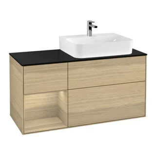 Bild von V&B Waschtischunterschrank Abdeckplatte Gl. bla m Finion 120cm, Reg links Oak Veneer, Oak Veneer