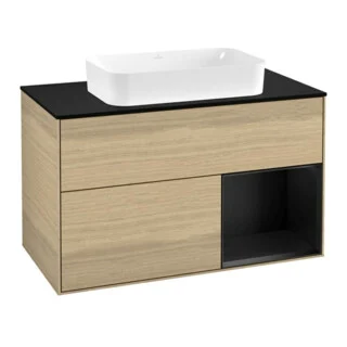 Bild von V&B Waschtischunterschrank Abdeckplatte bla m Finion 100x60,3cm, Reg re bla m Lac, Oak Veneer