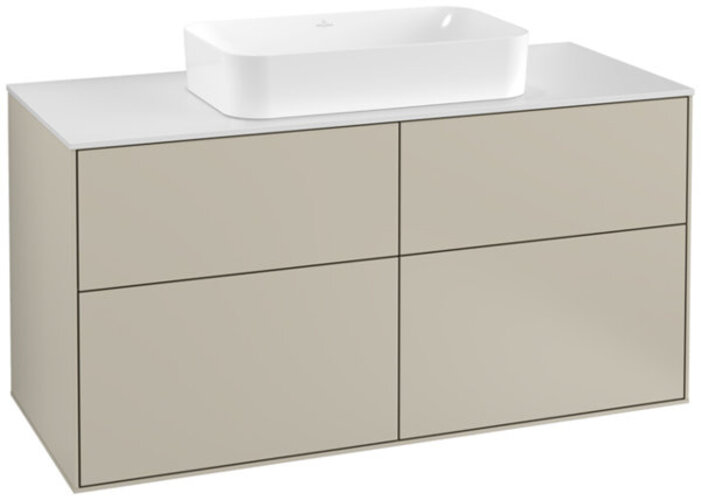 Bild von Villeroy und Boch Finion Waschtischunterschrank F26100, 1200x603x501mm, Abdeckplatte White Matt, Farbe: Sand Matt Lacquer
