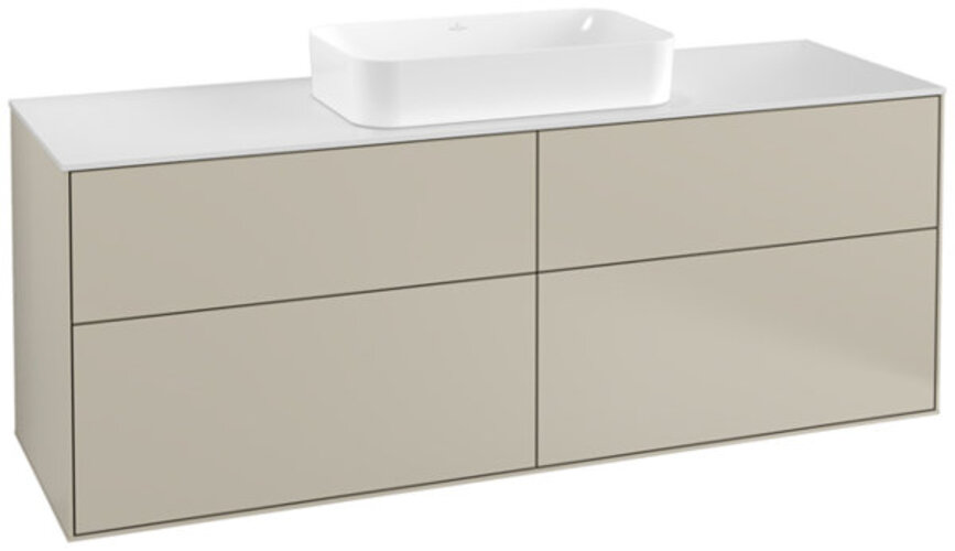 Bild von Villeroy und Boch Finion Waschtischunterschrank F32100, 1600x603x501mm, Abdeckplatte White Matt, Farbe: Sand Matt Lacquer