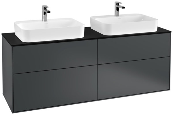 Bild von Villeroy und Boch Finion Waschtischunterschrank F43200, 1600x603x501mm, Abdeckplatte Black Matt, Farbe: Midnight Blue Matt Lacquer