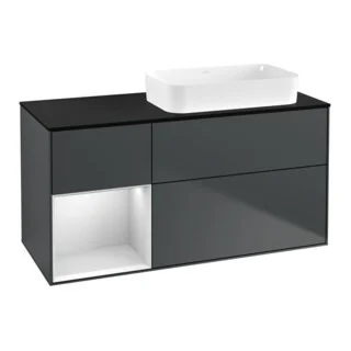 Bild von V&B Waschtischunterschrank Finion 120x60 cm, Rg li wh. m Lac, md bl. m Lac