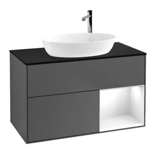 Bild von V&B Waschtischunterschrank Finion 100, Pl b m, Reg glo wh. Lac, Anthrac. m
