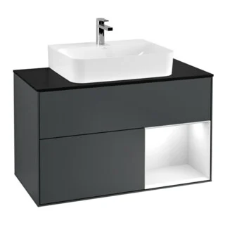 Bild von V&B Waschtischunterschrank Wandbeleuchtung Finion 100, Pl b m, Rg r g w Lac, md bl. m Lac