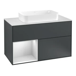 Bild von V&B Waschtischunterschrank Wandbeleuchtung Finion 100, Pl w m, Rg l w m Lac, md bl. m Lac