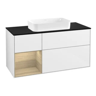 Bild von V&B Waschtischunterschrank Wandbeleuchtung Finion 120cm, Pl b m, Rg li Oa ven, glo wh. Lac