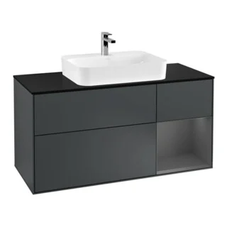 Bild von V&B Waschtischunterschrank Wandbeleuchtung Finion 120cm, Pl b m, Rg r A m, md bl. m Lac