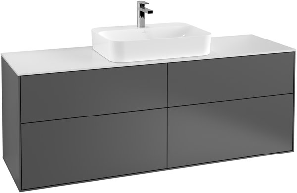 Bild von Villeroy und Boch Finion Waschtischunterschrank G44100,1600x603x501mm, mit LED- Beleuchtung, Abdeckplatte White Matt, Farbe: Olive Matt Lacquer