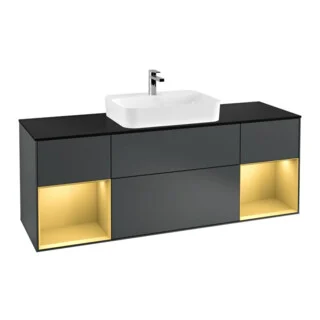Bild von V&B Waschtischunterschrank Wandbeleuchtung Finion 160cm, Pl b m, Rg g m Lac, md bl. m Lac