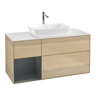 Bild von V&B Waschtischunterschrank Wandbeleuchtung Finion 120cm, Pl wh. m, Reg md m Lac, Oa ven
