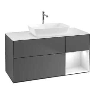 Bild von V&B Waschtischunterschrank Wandbeleuchtung Finion 120cm, Pl w m, Rg g wh. Lac, Anthrac. m