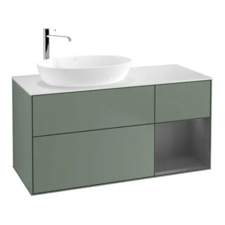 Bild von V&B Waschtischunterschrank Wandbeleuchtung Finion 120cm, Pl w m, Rg A m Lac, Oli. m Lac