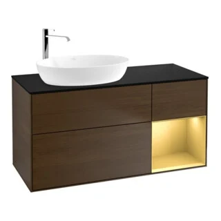 Bild von V&B Waschtischunterschrank Wandbeleuchtung Finion 120cm, Pl bla m, Reg gol m Lac, wal ven