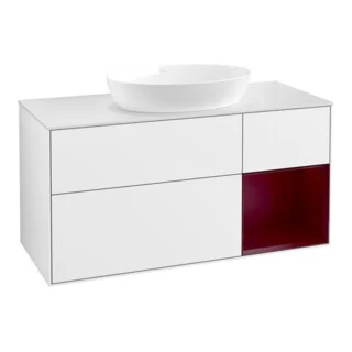 Bild von V&B Waschtischunterschrank Wandbeleuchtung Finion 120cm, Pl w m, Rg Peo m Lac, glo wh. Lac