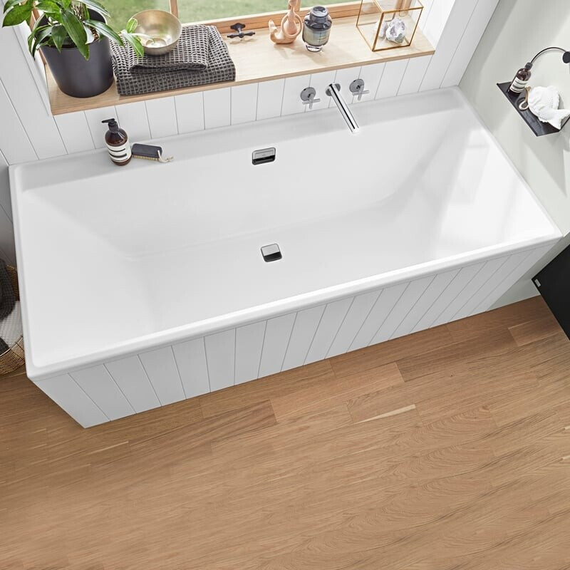 Bild von Villeroy & Boch Collaro Duo Rechteckige Badewannen, Einbau, Acryl, 1600 x 750 mm, Ab- und Überlauf: Chrome, UBA160COR2DV