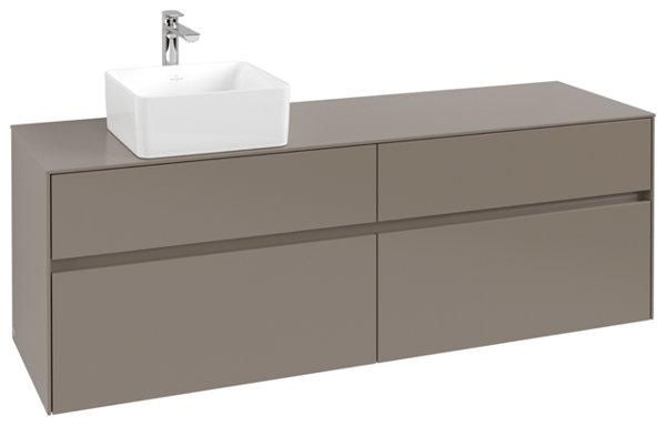 Bild von Villeroy & Boch Collaro Waschbeckenunterschrank 1600x548x500 mm, 4 Auszüge , für Waschbecken links, C05000, Farbe: Front/Korpus: Truffle Grey, Griff: Truffle Grey