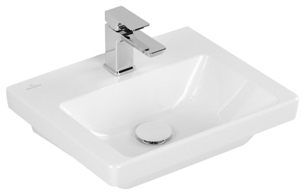 Bild von Villeroy & Boch Subway 3.0 Handwaschbecken, 450 x 370 mm, 1 Hahnloch, ohne Überlauf, ungeschliffen, 437046, Farbe: Weiß Ceramicplus