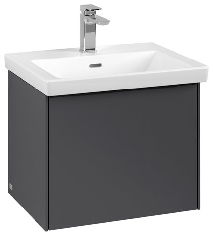 Bild von Villeroy & Boch Subway 3.0, 523x429x448 mm, Waschbeckenunterschrank, 1 Auszug, C57902, Farbe: Front/Korpus: Graphite, Griff: Volcano Black