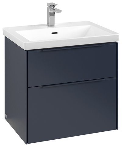 Bild von Villeroy & Boch Subway 3.0, 622x576x478 mm, Waschbeckenunterschrank, 2 Auszüge, C576L2, Farbe: Front/Korpus: Marine Blue, Griff: Marine Blue