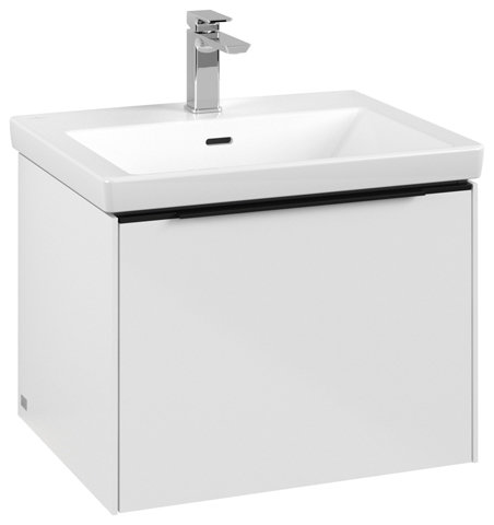 Bild von Villeroy & Boch Subway 3.0, 572x429x478 mm, Waschbeckenunterschrank, 1 Auszug, C577L2, Farbe: Front/Korpus: Brilliant White, Griff: Volcano Black