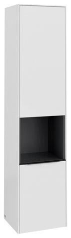 Bild von Villeroy & Boch Subway 3.0, Hochschrank, 2 Türen Anschlag (Scharnier) links, C58801, Farbe: Front/Korpus: Brilliant White, Griff: Volcano Black