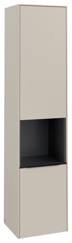 Bild von Villeroy & Boch Subway 3.0, Hochschrank, 2 Türen Anschlag (Scharnier) rechts, C58902, Farbe: Front/Korpus: Cashmere Grey, Griff: Volcano Black