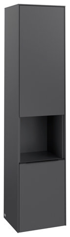 Bild von Villeroy & Boch Subway 3.0, Hochschrank, 2 Türen Anschlag (Scharnier) rechts, C58902, Farbe: Front/Korpus: Graphite, Griff: Volcano Black