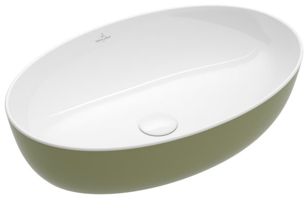 Bild von Villeroy & Boch Artis Aufsatzwaschbecken, 610 x 410 x 150 mm, Sage Green, ohne Überlauf, ungeschliff 419861BCS8