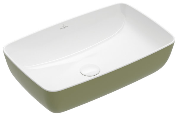 Bild von Villeroy & Boch Artis Aufsatzwaschbecken, 585 x 385 x 150 mm, Sage Green, ohne Überlauf, ungeschliff 417258BCS8