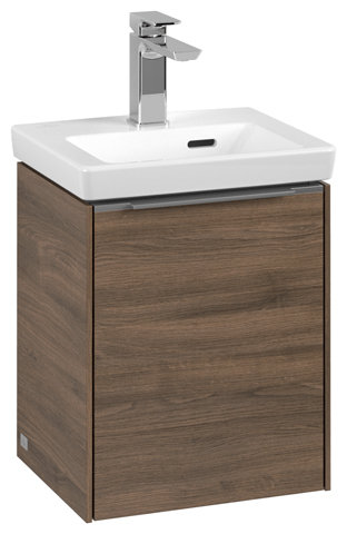 Bild von Villeroy & Boch Subway 3.0, Waschbeckenunterschrank, 351x429x309 mm, 1 Tür Anschlag (Scharnier) rechts, C58402, Farbe: Front/Korpus: Arizona Oak, Griff: Aluminium glänzend