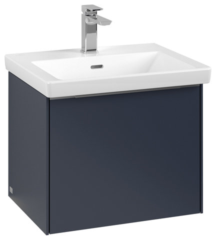 Bild von Villeroy & Boch Subway 3.0, 523x429x448 mm, Waschbeckenunterschrank, 1 Auszug, C579L2, Farbe: Front/Korpus: Marine Blue, Griff: Aluminium glänzend