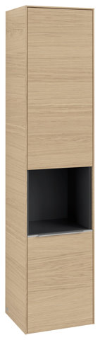 Bild von Villeroy & Boch Subway 3.0, Hochschrank, 2 Türen Anschlag (Scharnier) rechts, C58902, Farbe: Front/Korpus: Nordic Oak, Griff: Aluminium glänzend