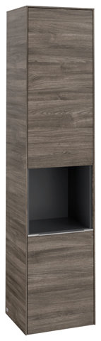 Bild von Villeroy & Boch Subway 3.0, Hochschrank, 2 Türen Anschlag (Scharnier) rechts, C58902, Farbe: Front/Korpus: Stone Oak, Griff: Aluminium glänzend