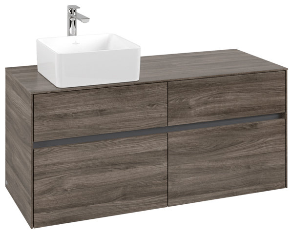 Bild von Villeroy & Boch Collaro Waschbeckenunterschrank 1200x548x500 mm, 4 Auszüge , für Waschbecken links, C04200, Farbe: Front/Korpus: Stone Oak Griff: Anthracite Matt