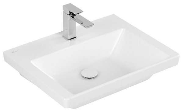 Bild von Villeroy & Boch Subway 3.0 Schrankwaschtisch, 600 x 470 mm, 1 Hahnloch, ohne Überlauf, geschliffen, 4A706L, Farbe: Stone White, Ceramic Plus