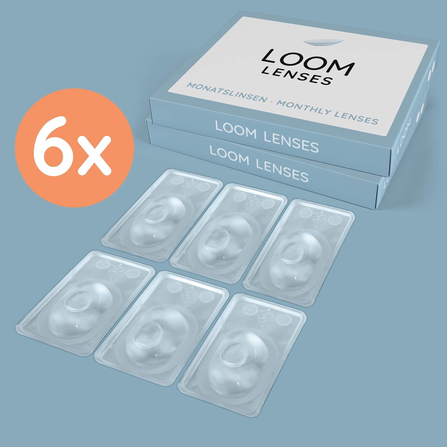 Bild von LOOM Lenses Monatslinsen LOOM Monatslinsen - 3 Stück - weich, BC 8.6, DIA, Kontaktlinsen mit Sehstärke -12.0 bis +8.0 Dioptrien
