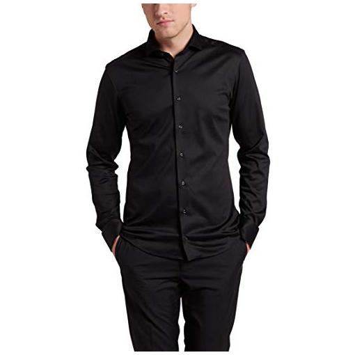 Bild von SLIM FIT Jersey Shirt in schwarz unifarben