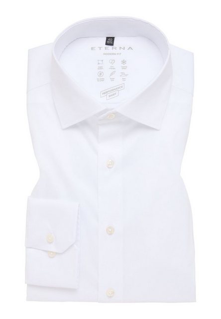 Bild von eterna langarm hemd modern fit performance shirt twill-stretch weiss unifarben
