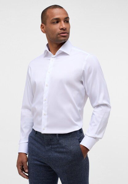 Bild von eterna langarm hemd modern fit performance shirt twill-stretch weiss unifarben