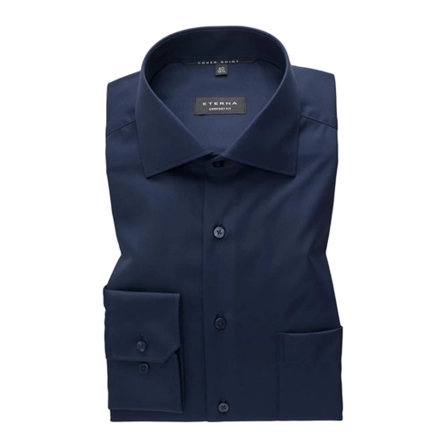 Bild von eterna langarm hemd comfort fit cover shirt twill blau unifarben