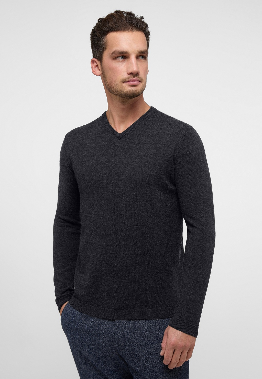 Bild von Strick Pullover in graphit unifarben