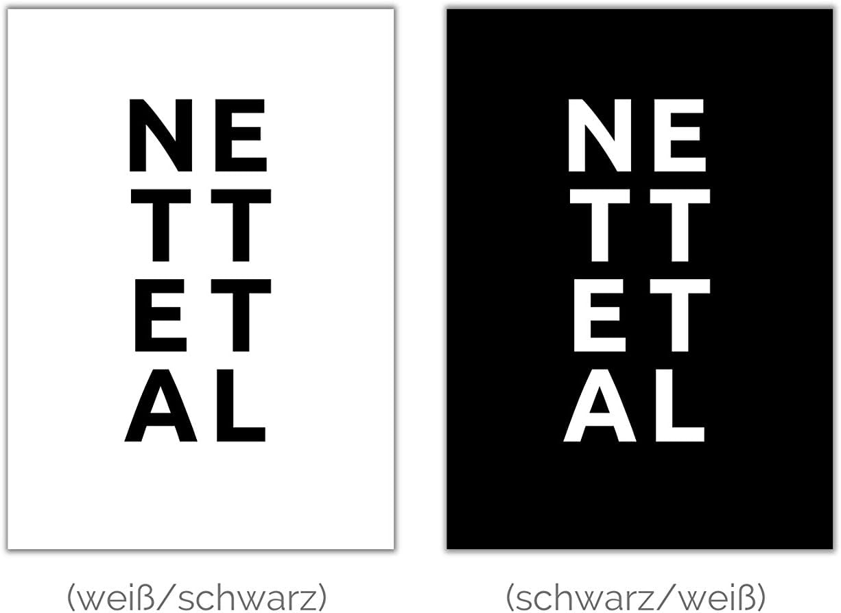 Bild von Premium Poster Stadt NETTETAL | Städtemotiv, Typografie | 30x40cm, schwarz/weiß, 3 seidenmattes Premiumpapier, Qualitätsfarben | Dekoration für Zuhause | Nachhaltig und ressourcenschonend produziert