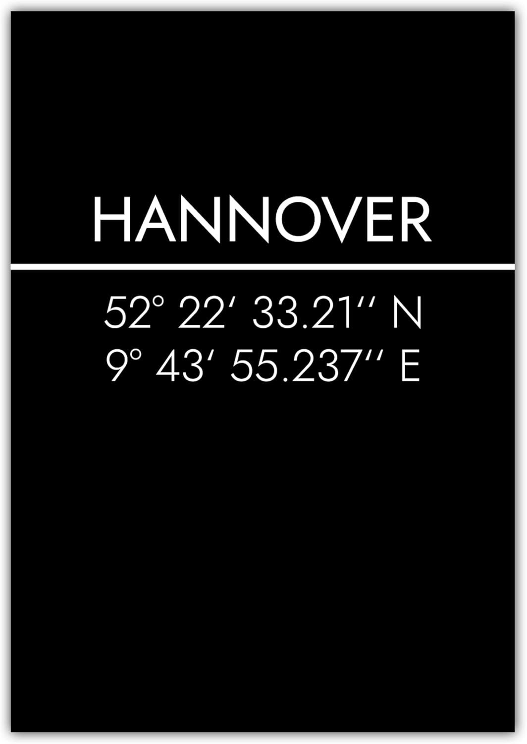 Bild von MOTIVISSO Hochwertiger Print Hannover Koordinaten #2 | Lieblingsstadt Heimat Zuhause | 40x50cm, schwarz/weiß, seidenmattes Premiumpapier, Qualitätsfarben | Minimalistisch, Skandinavisch, Modern |