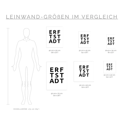 Bild von MOTIVISSO Leinwandbild Stadt ERFTSTADT, Hochwertige Leinwand Stadt ERFTSTADT | Städtemotiv, Typografie | 40x50cm, weiß/schwarz, 320g Canvas matt, Qualitätsfarben | Dekoration für Zuhause | Nachhaltig und ressourcenschonend produziert |