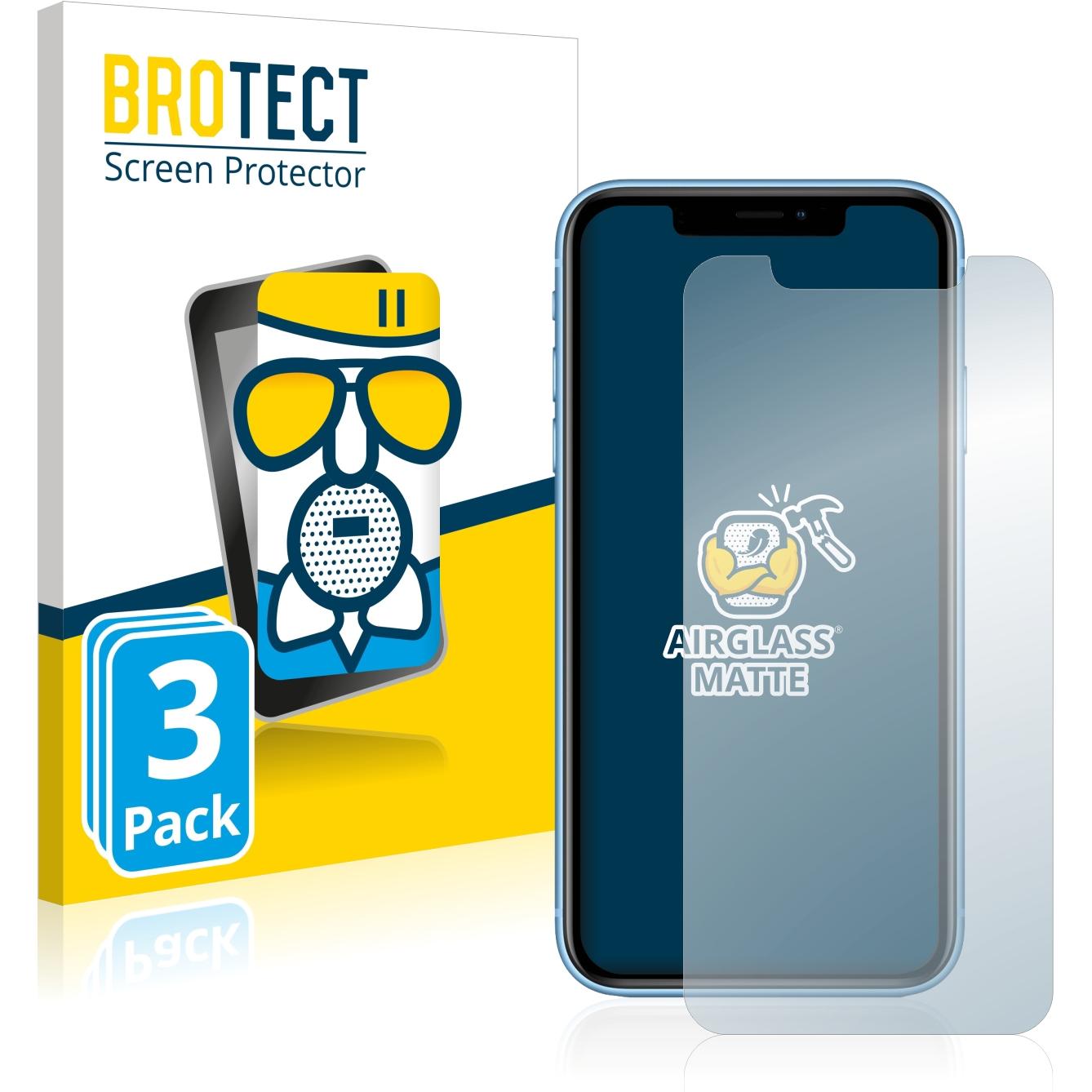Bild von BROTECT AirGlass Panzerglasfolie Matt (3 Stück, Apple iPhone XR), Smartphone Schutzfolie, Grau