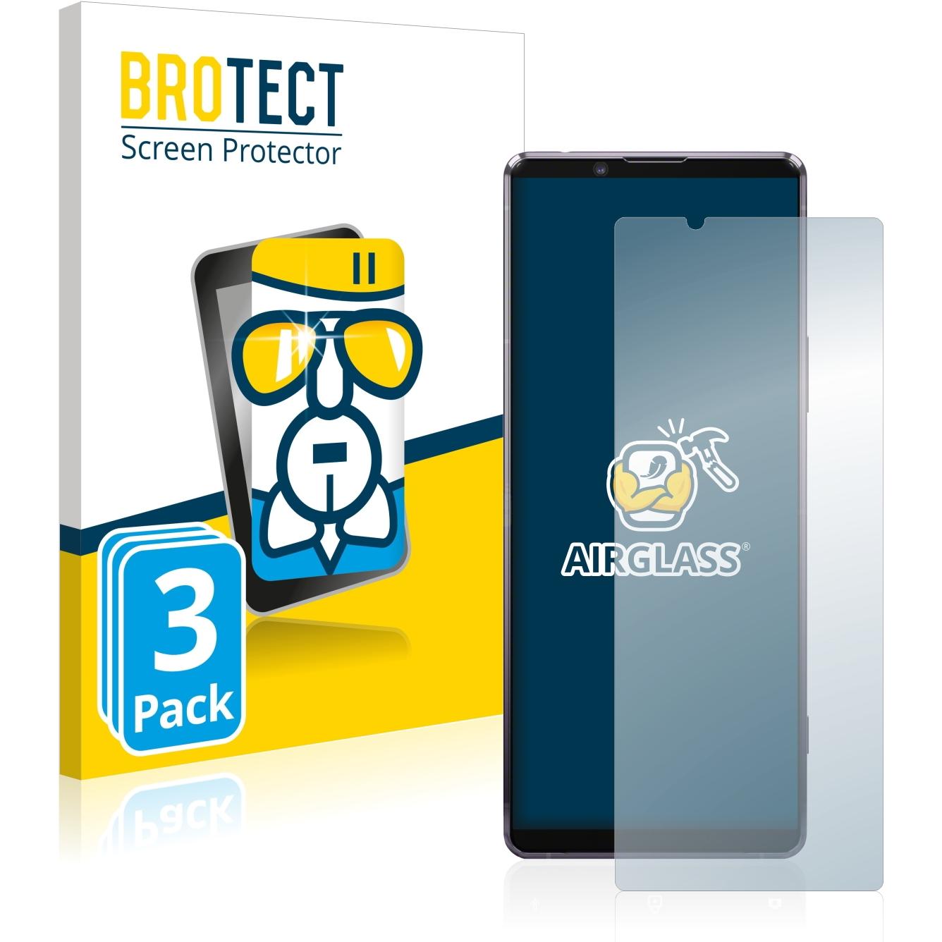 Bild von BROTECT AirGlass Panzerglasfolie (3 Stück, Sony Xperia 1 II), Smartphone Schutzfolie, Transparent